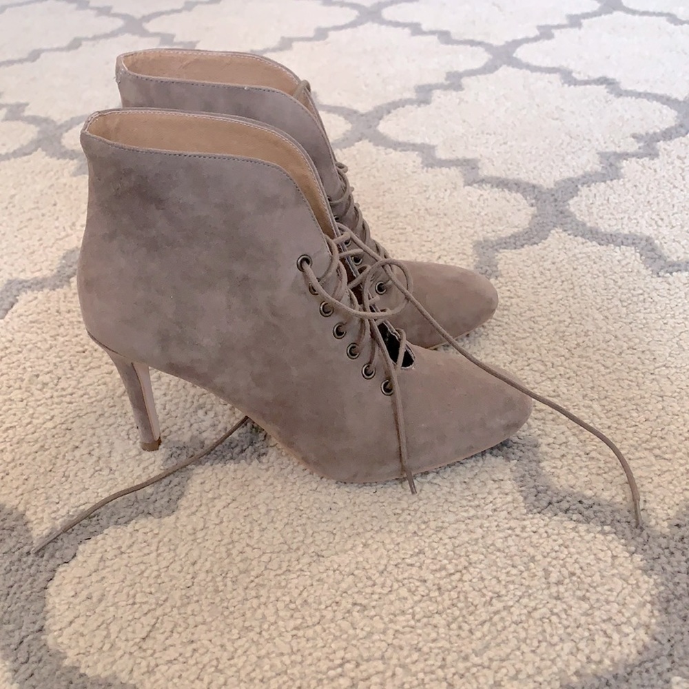 Suede brown bootie heels
